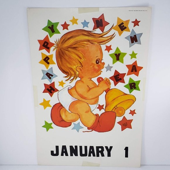 Vintage 1968 Classroom Poster Print Atrelle Dill Roberta Ross January 1 New Year